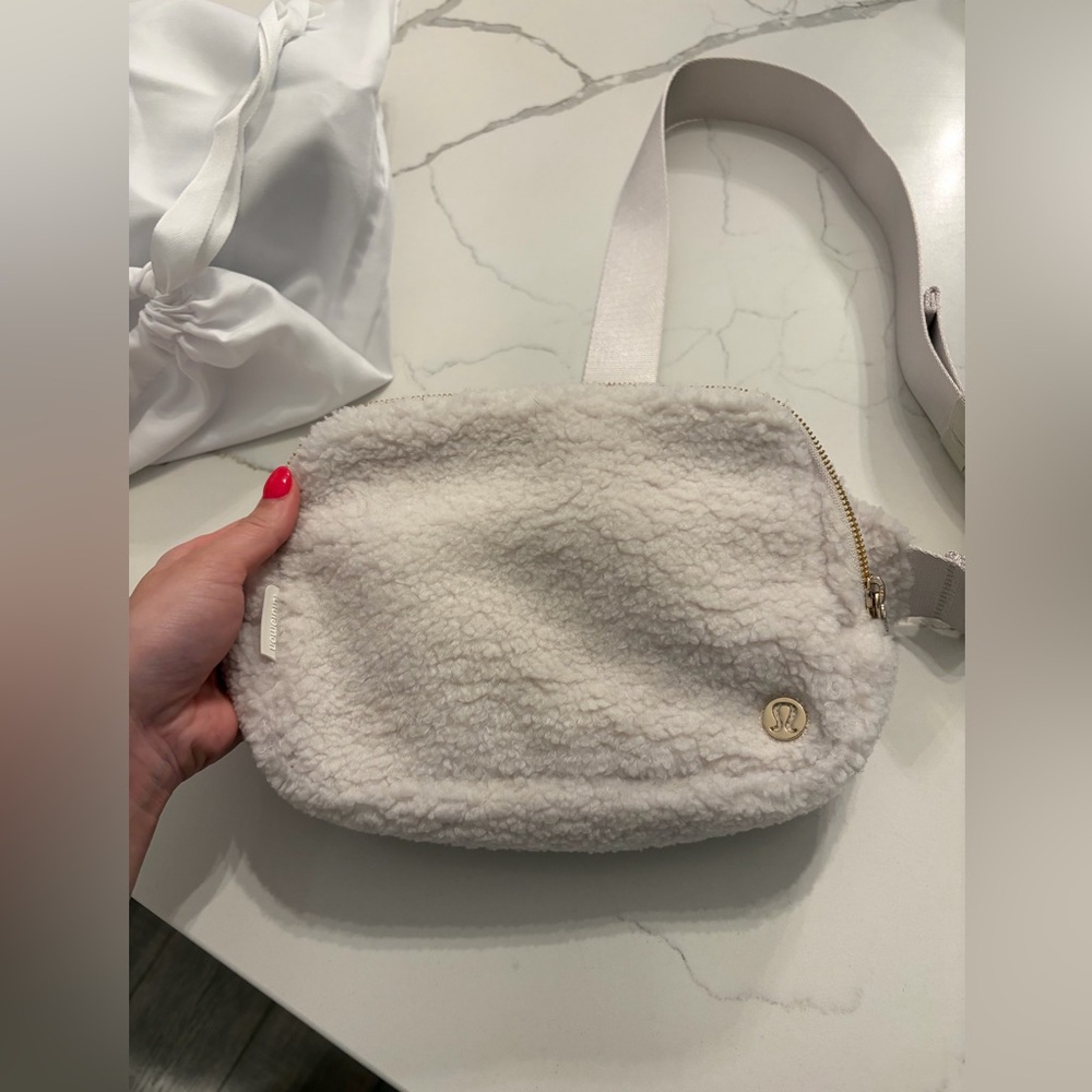 lululemon athletica Cream Sherpa Crossbody with Gold Accent